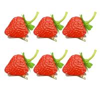 Red Strawberry Hair Clips, Cute Hairpin, Realistic Strawberry Hair Clips, Girls Hair Clips, Fruit Hair Clips, Strawberry Clip Hair Accessories for Girls, Clips and Hair Clips, 6 Pieces