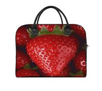 Red Strawberry Laptop Tote Bag Casual Travel Handbag Multi Pocket Shoulder Bags for Work Travel