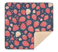 Red Strawberry Large Sturdy Baby Activity Play Mat for Floor Waterproof Tummy Time & Crawling Mat for Baby Kids Toddlers Infants, 50'' x 50''