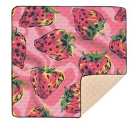 Red Strawberry Large Stylish Baby Play Mat for Floor Lightweight Tummy Time & Crawling Mat for Babies Infants Toddlers, 50'' x 50''