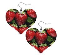 Red strawberry Leather Earrings for Women Heart Earring Lightweight Dangle Earrings Jewelry Gifts, One Size, No Gemstone