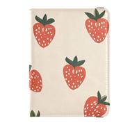 Red Strawberry Leather family passport holder for travel Travel Documents Organizer Protector Passport Holder Combo with Vaccine Card Slot for men Waterproof