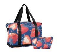 Red Strawberry Luggage Travel Bag Weekender Overnight Bag with Toiletry Bag for Travel Multifunctional, Red strawberry, One Size