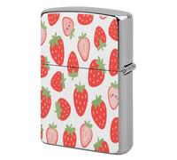 Red Strawberry Metal Lighter Case, Funny Lighter Cover Double-Side Print Vintage Cool Lighters Sleeve Lighters Accessories for Zippo Men Dad Husband Collect
