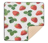 Red Strawberry Mint Cute mat for Baby to Play on Floor for Floor One-Piecing Foldable Tummy Time Activity Mat for Baby Kids Toddlers Infants, 50'' x 50''