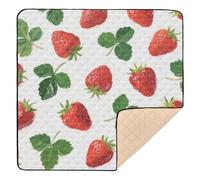 Red Strawberry Mint Soft Foam Baby Gym & Activity Mat for Indoor Outdoor Lightweight Foldable Baby Play Tummy Time Mat for Babies Infants Toddlers, 50'' x 50''tapete para juegos de