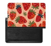 Red Strawberry Pattern Passport Holder Cover Secure Travel Wallet PU Leather Credit Cards Passport Organizer Bag for Women Men, white, One Size, Modern