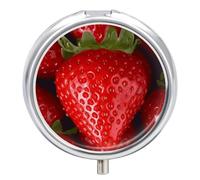 Red Strawberry Pill Box, 3 Compartment Small Pill Case Waterproof Travel Pill Organizer for Pocket Or Purse Portable Mini Medicine Tablet Vitamin Holder Pill Case