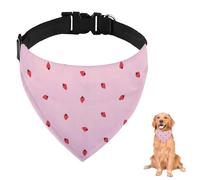 Red Strawberry Pink Dog Bandana with Adjustable Strap D Ring Dog Scarf Pet Bibs Triangle Pet Scarves Accessories for Dogs Puppy Dogs Cats Decor Machine Washable