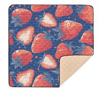 Red Strawberry Soft Padded Baby Activity Play Mat for Floor 1-Piecing Baby Play Tummy Time Mat for Baby Toddler Infant, 50'' x 50''