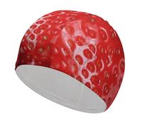 Red Strawberry Swim Caps, High Elasticity Swim Cap for Women and Men Durable Waterproof Swim Hats Keep Hair Dry Perfect for Pool, Beach, Lap Swimming