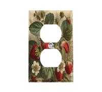 Red Strawberry Switch Plate Durable Stainless Steel Electrical Outlet Covers Unbreakable Modern Edge Decorative Duplex Wall Plates for Bedroom Kitchen Home
