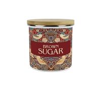 Red Strawberry Thief Brown Sugar Canister - 1.2L Large William Morris Inspired Tapestry Artwork Enamel Kitchen Storage Gift