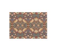 Red Strawberry Thief Glass Worktop Protector - William Morris Artwork Smooth Kitchen Chopping/Cutting Board Gift - 39cm x 28.5cm (15" x 11")