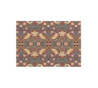 Red Strawberry Thief Small Glass Worktop Saver - William Morris Artwork Smooth Kitchen Chopping Board/Protector Gift - 28.5cm x 20cm