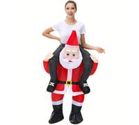 (Red) Street Style Anime Santa Inflatable Costume - Polyester Fiber Character Riding Santa Party Set