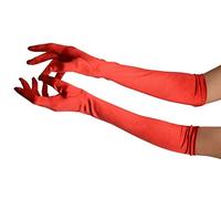 Red Stretchy Satin Wedding Opera Gloves - Red Designer Gloves