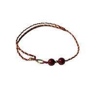 Red String Infinity Bracelet with Cinnabar Beads, Handmade Adjustable Unisex Good Luck Jewelry for Love, Wealth & Peace, Burgundy Gold Model, One Size