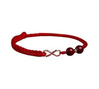 Red String Infinity Bracelet with Cinnabar Beads, Handmade Adjustable Unisex Good Luck Jewelry for Love, Wealth & Peace, Red Model, One Size