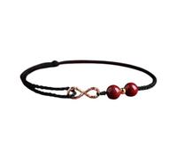 Red String Infinity Bracelet with Cinnabar Beads, Handmade Adjustable Unisex Good Luck Jewelry for Love, Wealth & Peace, Elegant Black, One Size