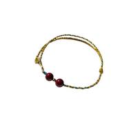 Red String Infinity Bracelet with Cinnabar Beads, Handmade Adjustable Unisex Good Luck Jewelry for Love, Wealth & Peace, Color Rope With Gold Model, One Size