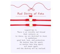 Red String of Fate Couple Bracelets Set Adjustable Matching Braided Red Cord Bracelets for Men Women Boyfriend Girlfriend Kabbalah Protection Jewelry Long Distance Relationship Promise Gift, Regular