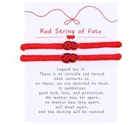 Red String of Fate Couple Bracelets Set Adjustable Matching Braided Red Cord Bracelets for Men Women Boyfriend Girlfriend Kabbalah Protection Jewelry Long Distance Relationship Promise Gift, Regular