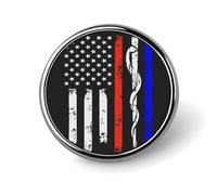 Red Stripe Firefighter USA Flag Badge,Comfort Light in Weight Round Emblem Cute Funny Decor Brooch Smooth Does Not Fade Badges for Hats Jackets Coat Shirt