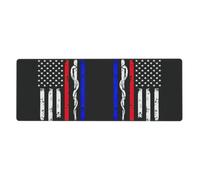 Red Stripe Firefighter USA Flag Desk Protector Mat, Extra Large and Durable Desk Pad with Non-Slip Backing for Home Office Use