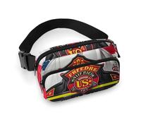 Red Stripe Firefighter USA Flag Fanny Pack for Women Men Waist Bag Belt Bag Adjustable Casual Bag for Travel Sports Hiking, white, 7.9x5.1inches