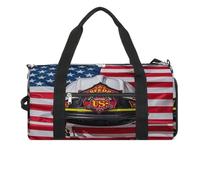 Red Stripe Firefighter USA Flag Gym Bag for Women Men Shoe Compartment Waterproof Travel Bags Sports Duffle Bag for Sports Gyms Yoga