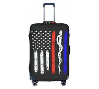 Red Stripe Firefighter USA Flag Luggage Cover Suitcase Trolley Case Protector Elastic Washable Anti Scratch Fit 18-32 Inch