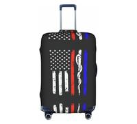 Red Stripe Firefighter USA Flag Luggage Cover Suitcase Trolley Case Protector Elastic Washable Anti Scratch Fit 18-32 Inch
