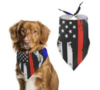 Red Stripe Firefighter USA Flag Pet Scarf,Soft Durable Triangle Dog Bandanas Lightweight Breathable Comfortable Pet Bib for Small Medium Large Breed.
