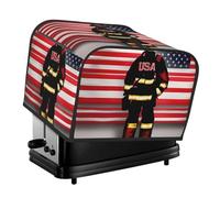 Red Stripe Firefighter Usa Flag Print 4-Slice Toaster Cover Kitchen Accessory Appliance Protector Daily Use Waterproof