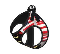 Red Stripe Firefighter Usa Flag Print Reflective No Choke Pet Vest Harness,Adjustable Soft Padded Dog Harness With Easy Control Handle