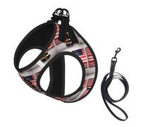 Red Stripe Firefighter Usa Flag Print Reflective Pet Leash Vest For Small Dogs & Cats, Adjustable Outdoor Walking Hiking Vest