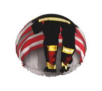 Red Stripe Firefighter USA Flag Print Shower Cap, Shower Cap for Women Reusable, Waterproof Bath Cap,Quick Drying Bath Hair Cap