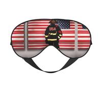 Red Stripe Firefighter USA Flag Print Soft Eye Mask for Women Men Comfortable with Adjustable Strap for Travel Yoga Nap Shift Work