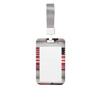 Red Stripe Firefighter USA Flag Print Vertical Card Badge Holder, Dual-Slide Cover with Soft Lanyard, for Work/Events