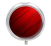 Red Stripe Pill Box 3 Compartment Round Small Pill Box for Pocket Purse Metal Travel Pill Case Portable Daily Pill Organizer Cute Compact Medicine Organizer Mini Pill Container