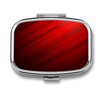 Red Stripe pilldispenser 2-Compartment Portable Travel Square PillCase Daily with Store Vitamins Pocket Medicine Organizer for Office Home Fish Oil