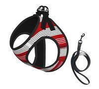 Red Stripe Print Harness Leash Set For Cat Dog, Reflective Adjustable Escape-Proof Vest Lead With Soft Breathable Mesh, For Small Pets And Kitten Puppy
