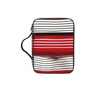 Red Stripe Print Soft Bible Storage Bag Scripture Holder Waterproof for Worship Travel Devotional