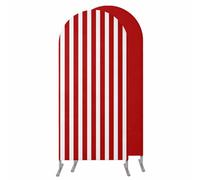 Red Striped Arch Backdrop Cover 6.6 FT,Spandex Wedding Arch Stand Covers Stretchy Backdrop,Christmas Farmhouse Red White Stripes Round Top Party Arched Background for Birthday Event Baby Shower Decor