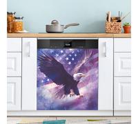 Red Striped Eagle Dishwasher Magnet Cover for Door Front, Large Metal Decorative Kitchen Dishwasher Panel Decal Refrigerator Magnetic Decor Sticker 58 x 66 CM