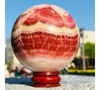 red Striped Flesh Quartz Crystal Ball Ornaments (Size : 42-48mm) Gemstone Stone