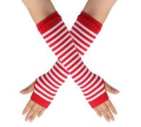 Red Striped Knee Socks and Gloves Set with Heart Glasses, 1 Pair of Knee Socks, 1 Pair of Gloves, 1 Heart Glasses