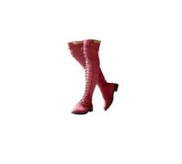 Red Suede Boots for Women Low Heel UK,Slouchy Low Heel Mid Calf Boot with Side Zipper Round Toe Riding Vintage Leather Long Sexy Dressy Booties Ladies Slip On Daily Lightweight Shoe