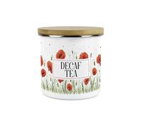 Red Summer Poppies Decaf Tea Canister - Poppy Patterned Floral Homewares Gifts - 1.2L Enamel Hot Drinks/Food Kitchen Storage Container
